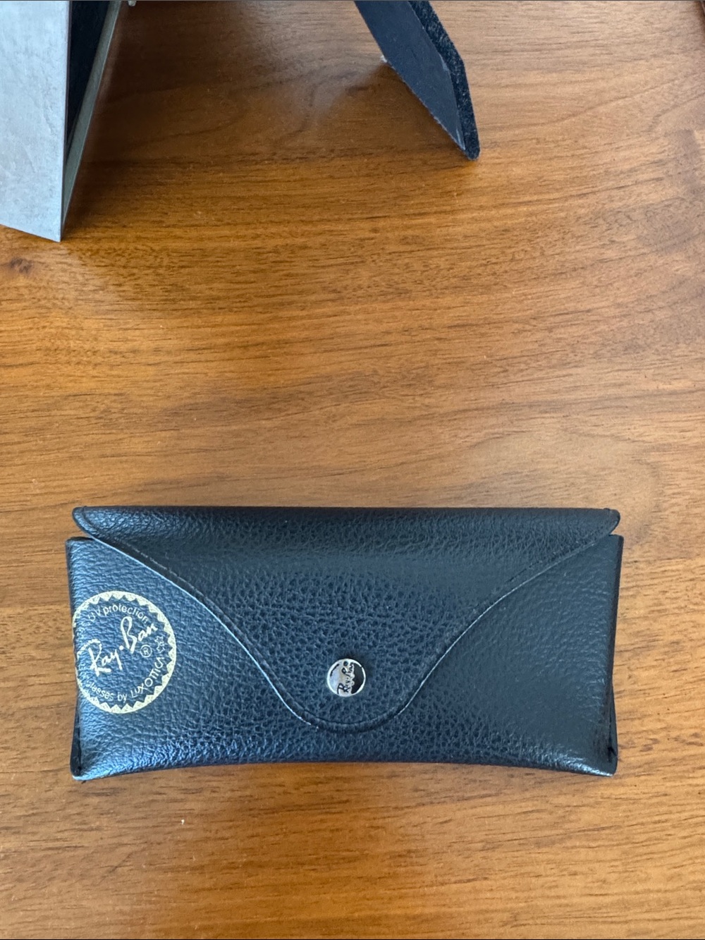 Ray-Ban Black Textured Leather Sunglasses Case with Gold Logo